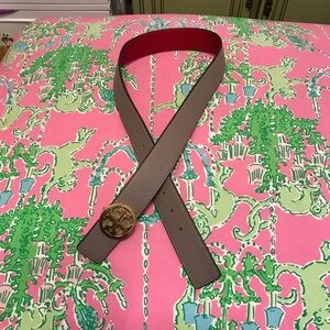 Tory Burch Red and gray miller leather reversible Belt size small